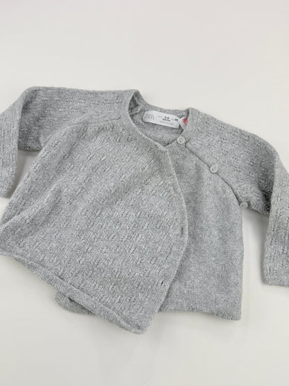Zara Gray Knit Wrap Cardigan 3-6M