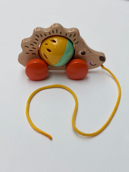 Wooden Hedgehog Pull Toy with Rattle Ball