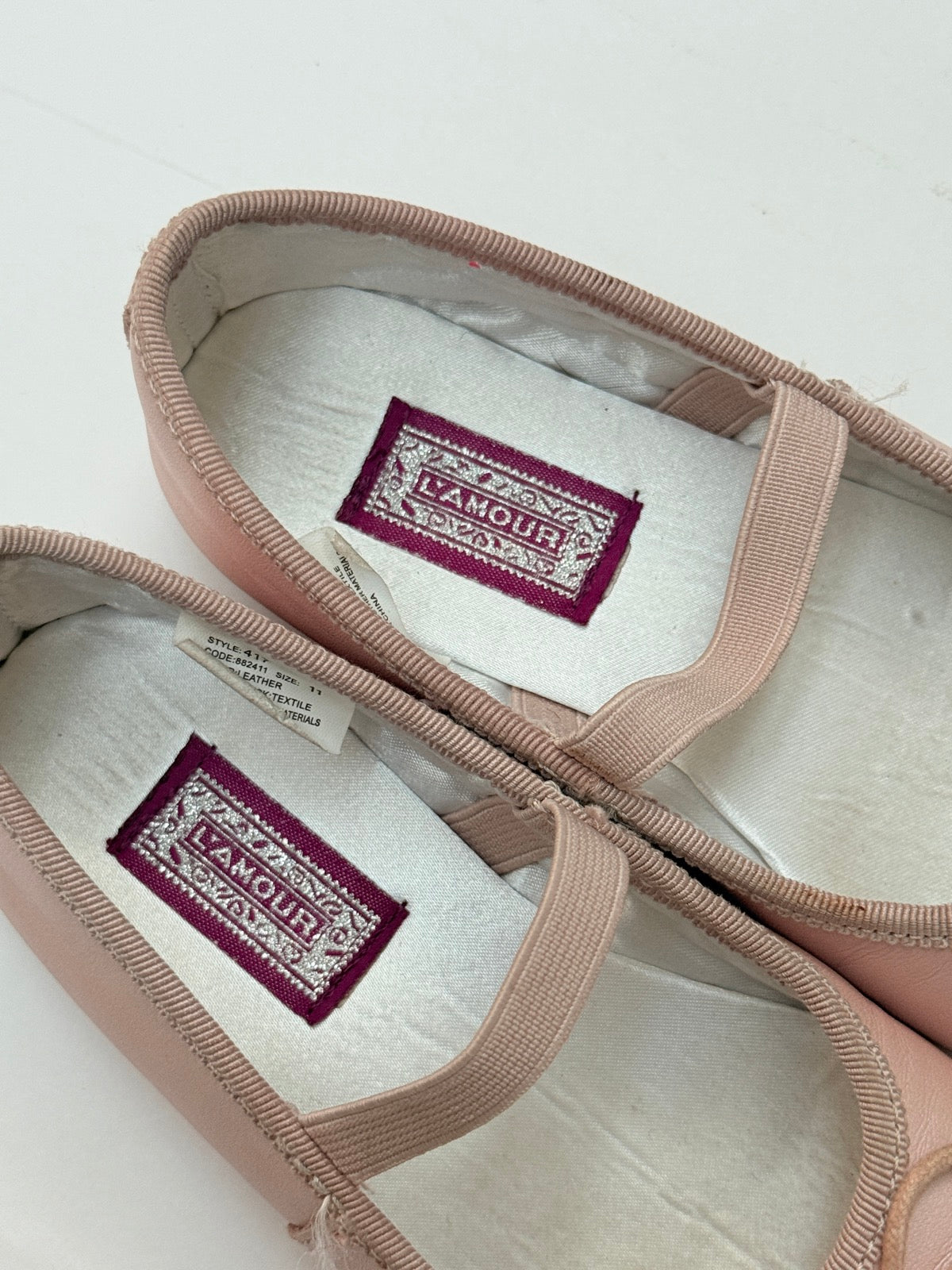 L'Amour Pink Leather Mary Jane Flats Size 11
