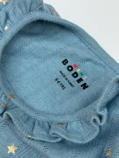Mini Boden Blue Star Long Sleeve Top 5-6y