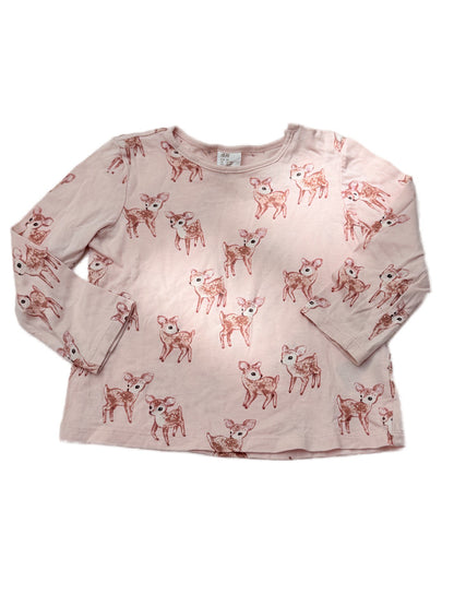 H&M Pink Fawn Print Long Sleeve Top 12-18M