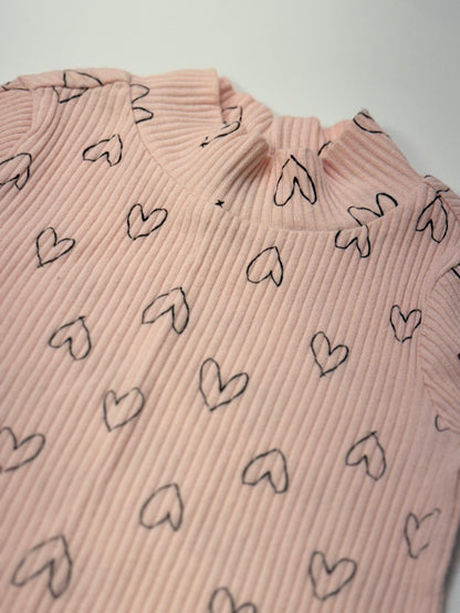 Old Navy Pink Heart Print Mock Neck 3T