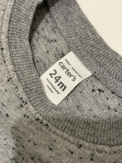 Carter's Gray Speckle Sweatshirt & Green Shorts 24m