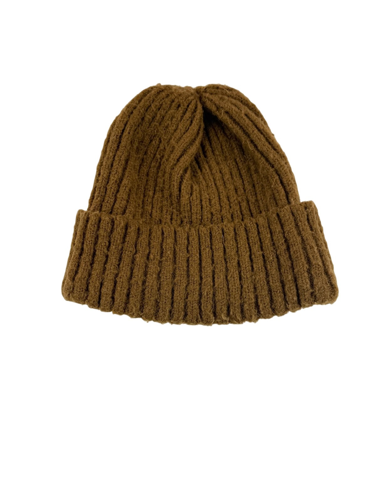 Brown Ribbed Knit Beanie Hat 2-4Y