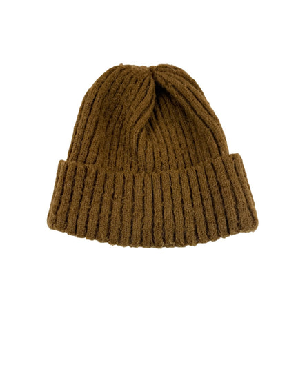 Brown Ribbed Knit Beanie Hat 2-4Y