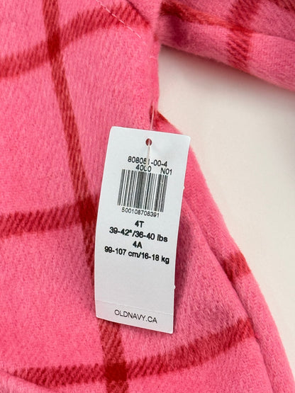 NWT - Old Navy Pink Plaid Sherpa-Lined Hooded Jacket 4T
