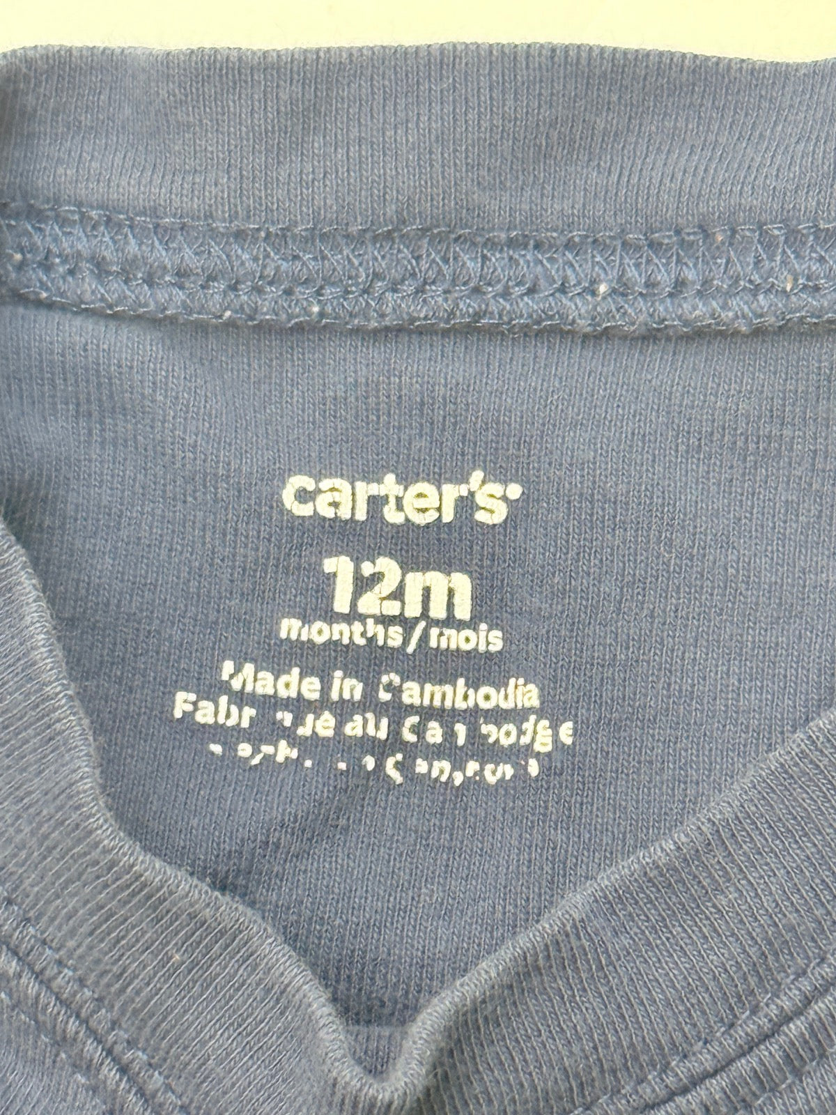 Carter's Hippo Bodysuit 12 Months