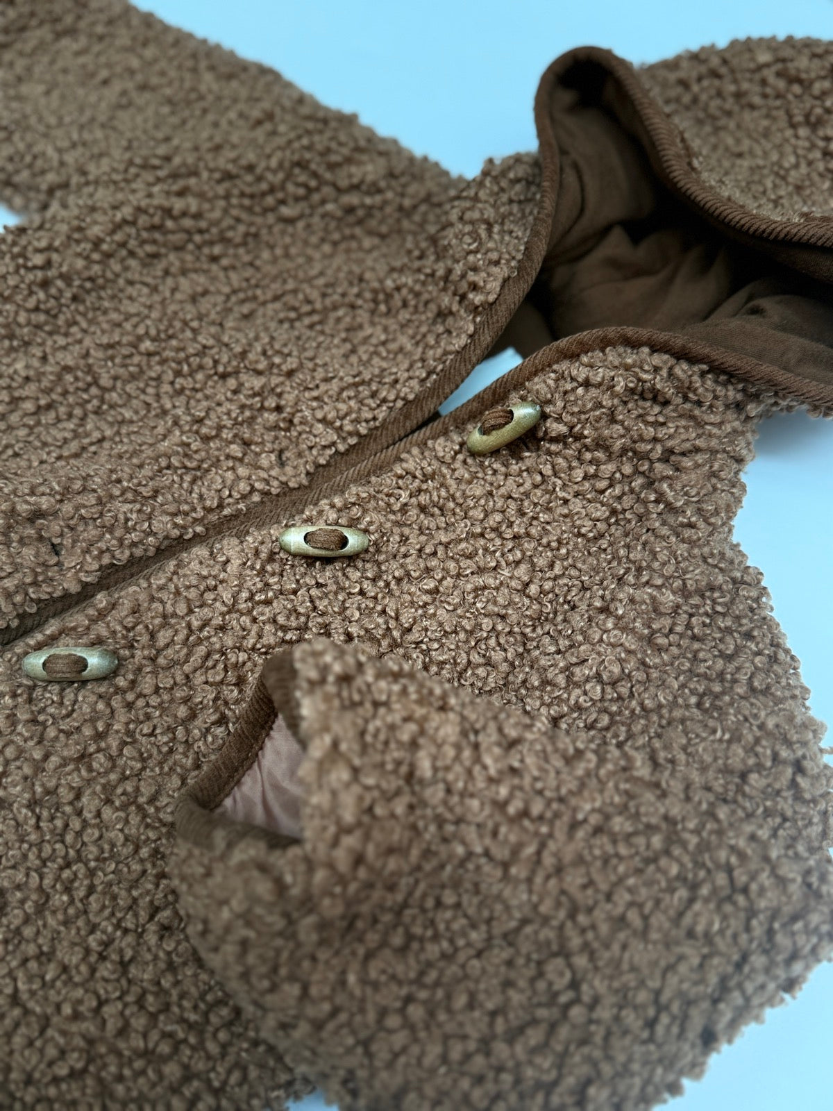 Fits big - Zara Brown Sherpa Teddy Hooded Coat 9-12M