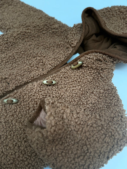 Fits big - Zara Brown Sherpa Teddy Hooded Coat 9-12M