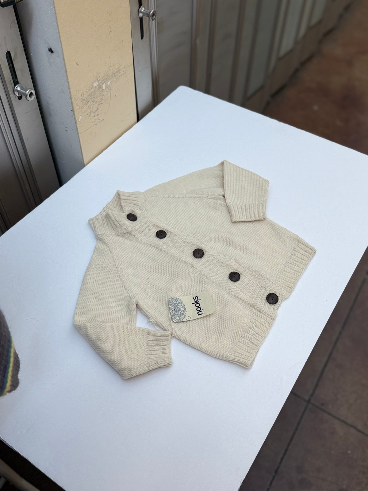 New With Tags Nooks Design Cream Merino Cardigan 3-4y