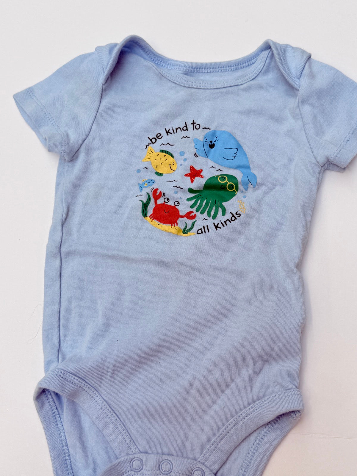 Joe Fresh Be Kind Sea Animals Bodysuit 6-12M
