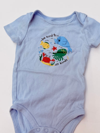 Joe Fresh Be Kind Sea Animals Bodysuit 6-12M