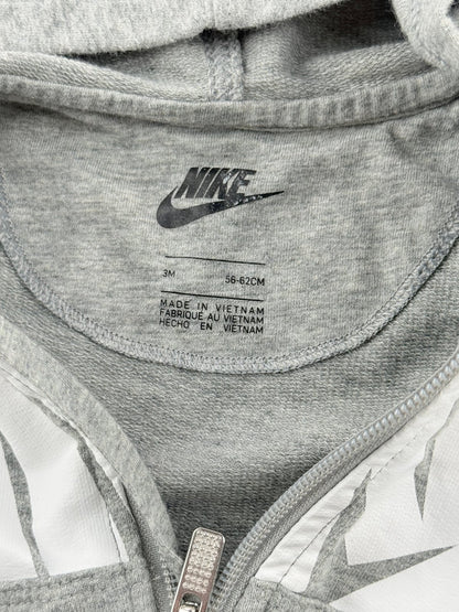 Nike Gray Hooded Zip-Up Romper 3M