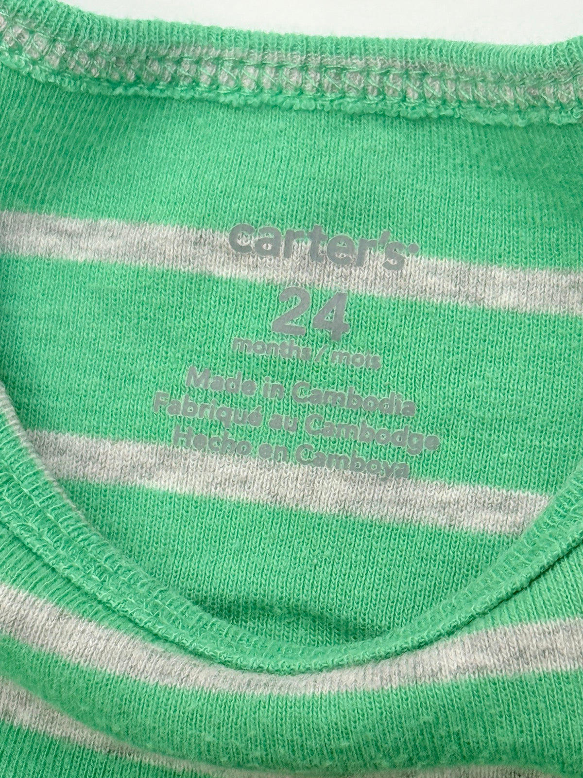 Carter's Green Striped Dino Bodysuit 24M