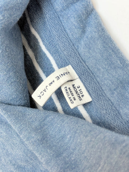 Janie and Jack Blue Stripe Romper 3-6M