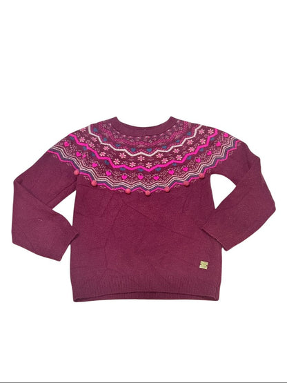 Deux par Deux Purple Fair Isle Sweater Size 6