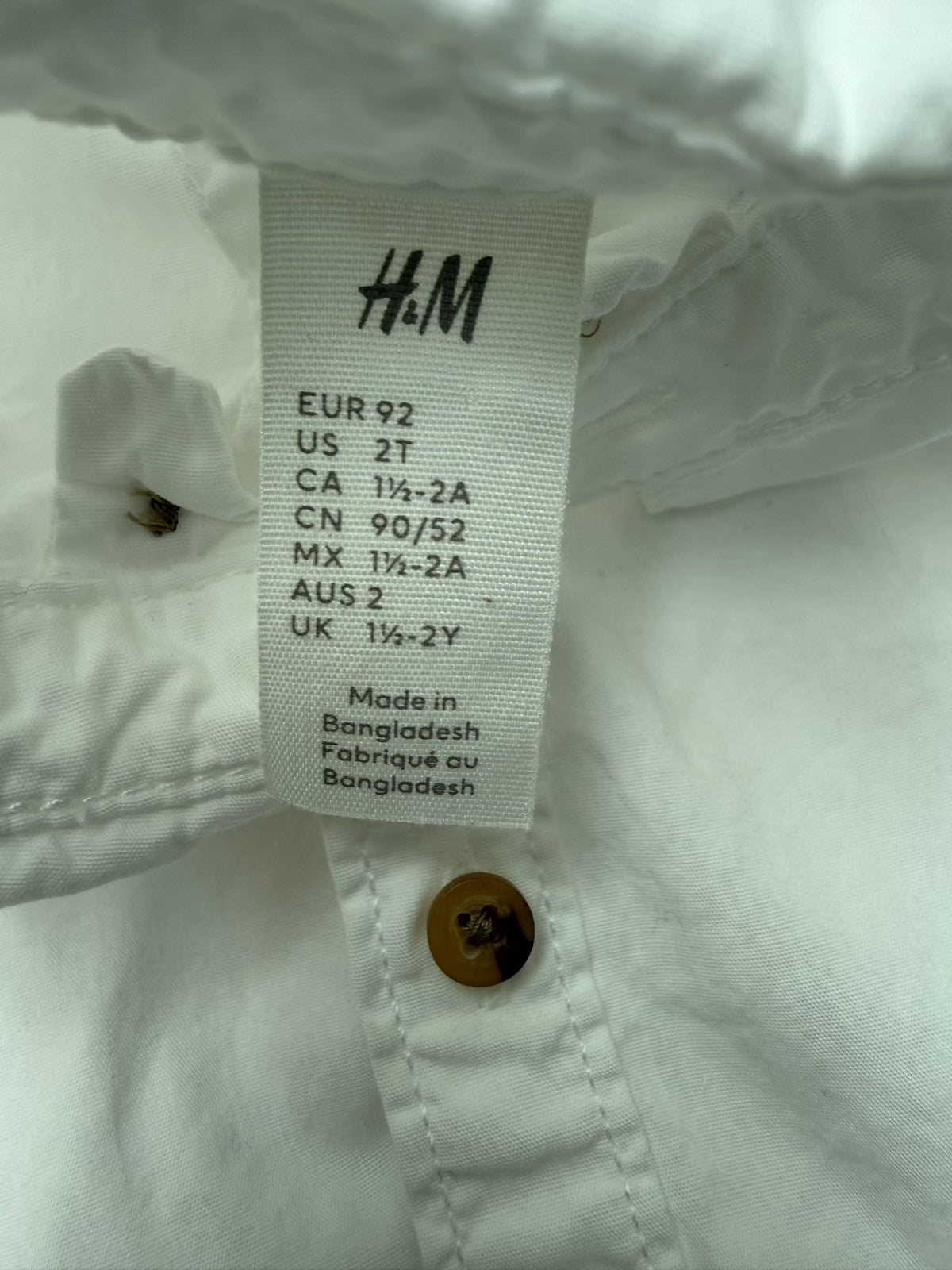H&M White Button-Down Shirt 2T