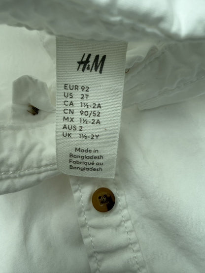 H&M White Button-Down Shirt 2T