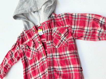 Sprockets Red Plaid Hooded Flannel Shirt 18m