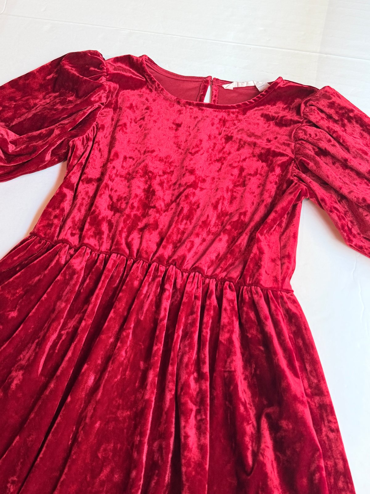 H&M Red Crushed Velvet Dress Size 8-10Y