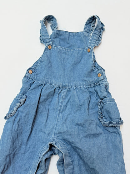 So Cute Denim Ruffle Overalls 12-18M