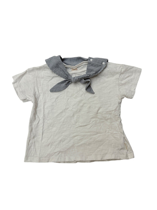 petit main White T-Shirt Sailor Collar Size 4-5Y