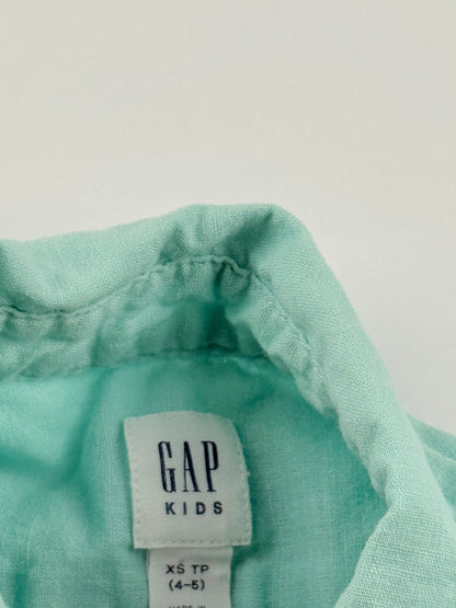 Gap Kids Aqua Linen Blend Button-Up Shirt Size 4-5
