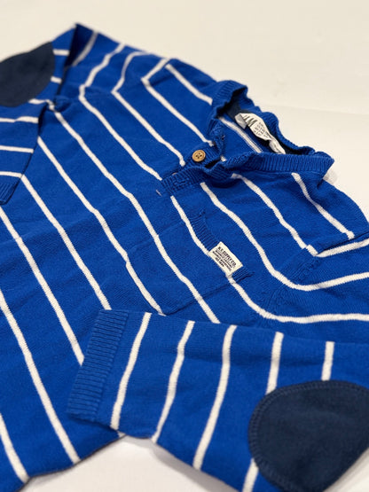 H&M Blue Stripe Knit Henley Sweater 2-4Y