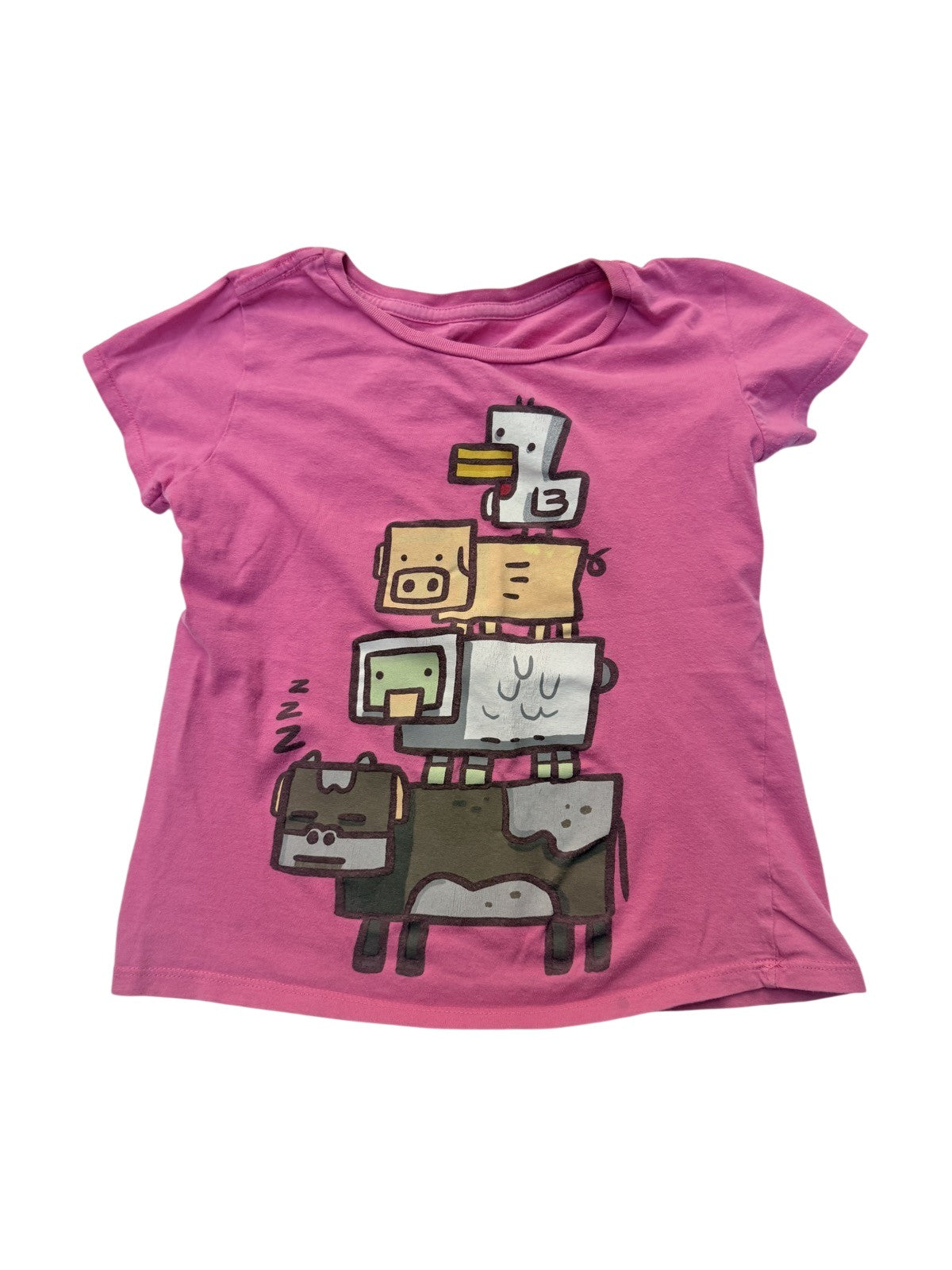 Mojang Minecraft Pink Graphic T-Shirt MD-7/8 7/8