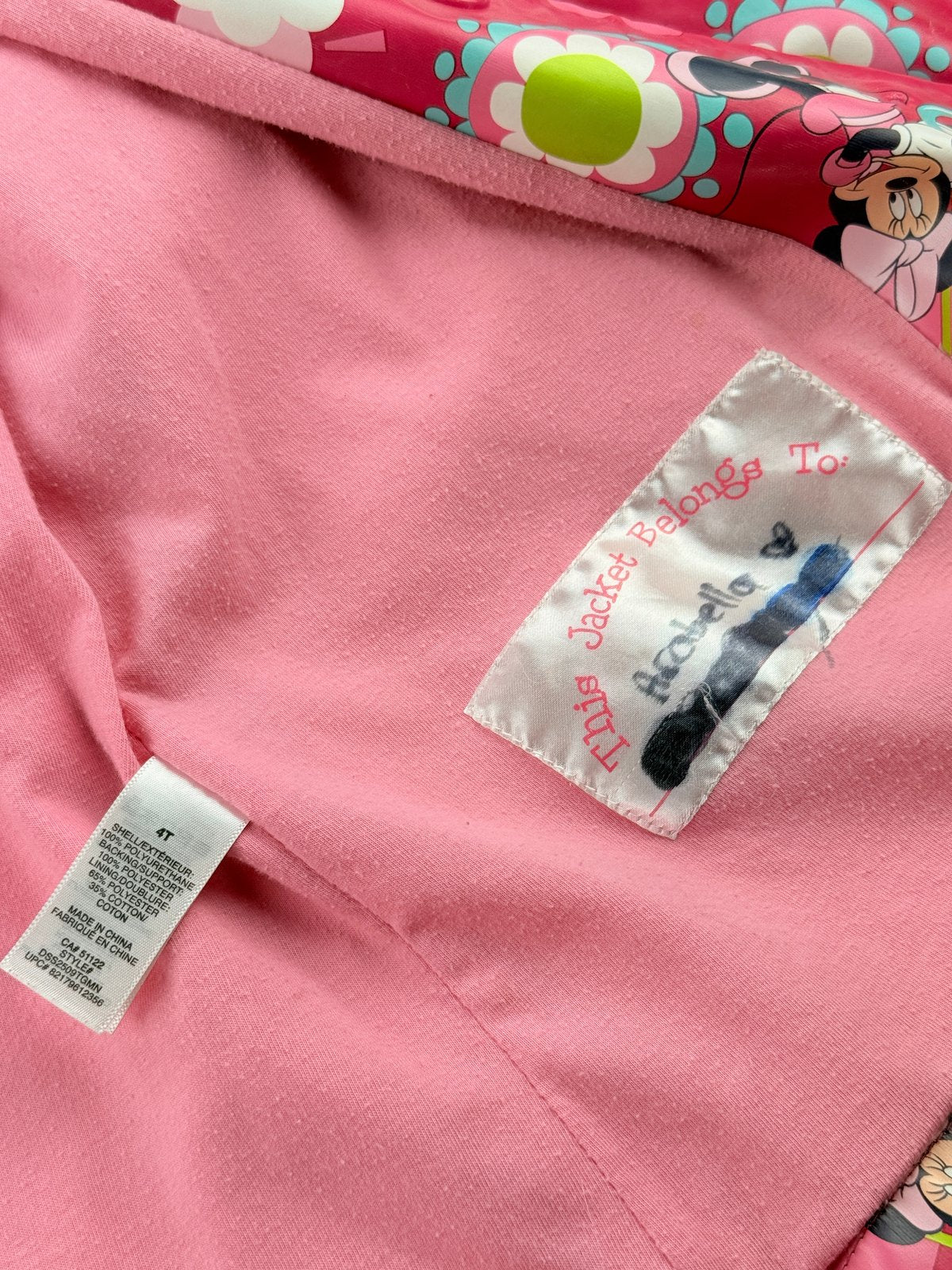 Disney Minnie Mouse Pink Floral Rain Jacket 4T