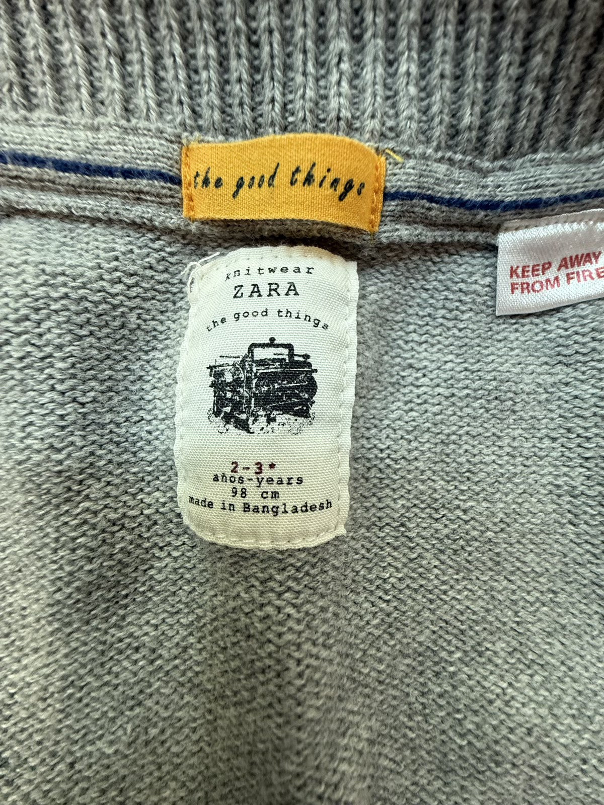Zara Knitwear Gray Zip Cardigan 2-3Y