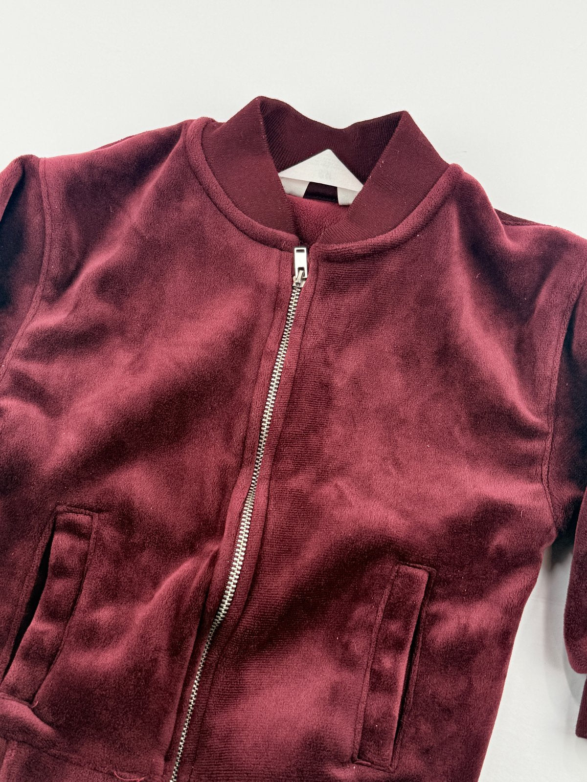 H&M Burgundy Velour Bomber Jacket 2T