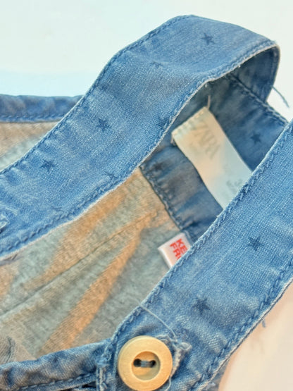 Zara Star Print Denim Overalls 3-6M