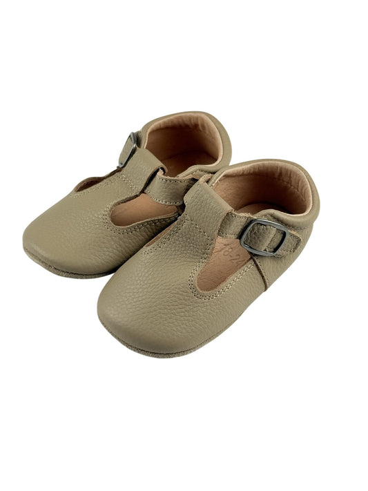 Tan Leather T-Strap Baby Shoes 18-24M