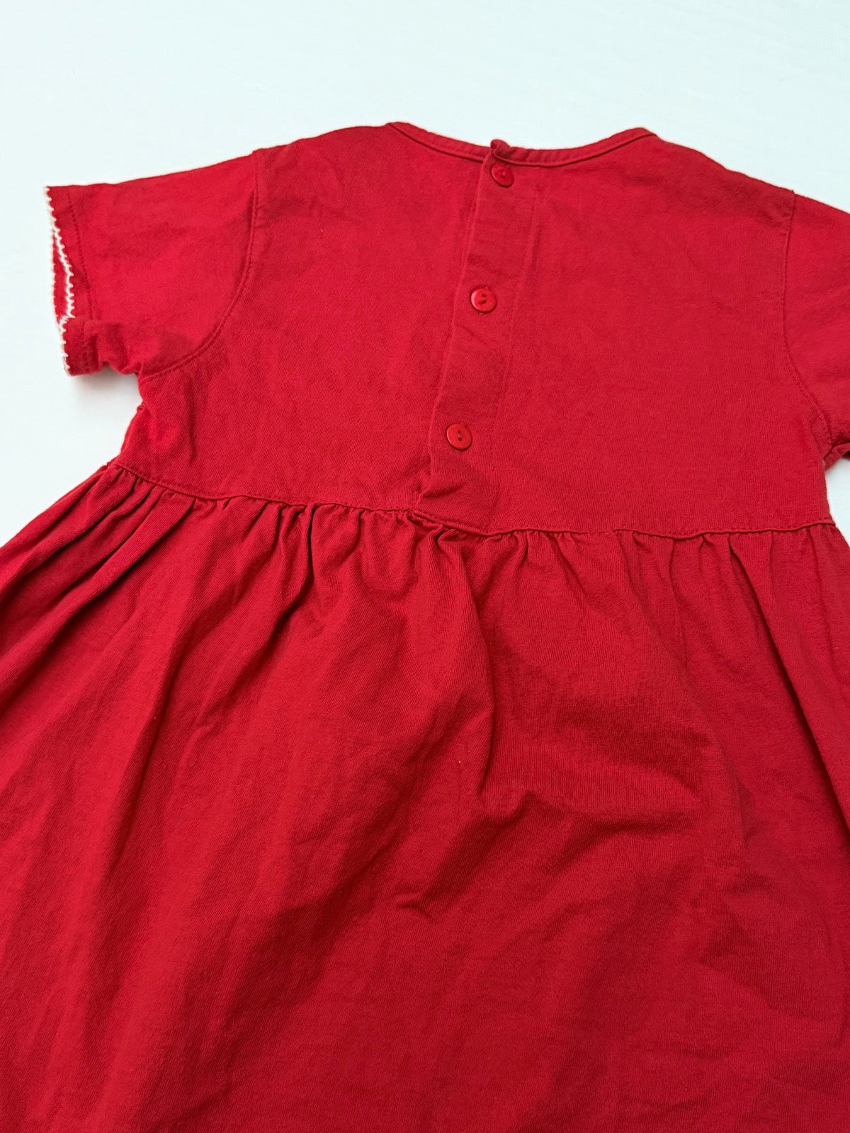 Red Embroidered Fruit Dress Kids 5Y