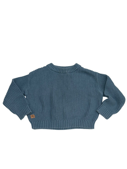 Ten Tree Blue Chunky Ribbed Knit Kids Sweater 12-18M