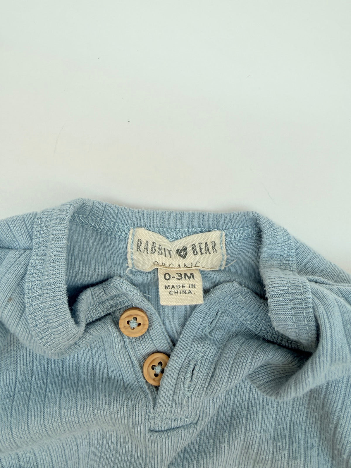 Rabbit + Bear Organic Blue Bodysuit 0-3M