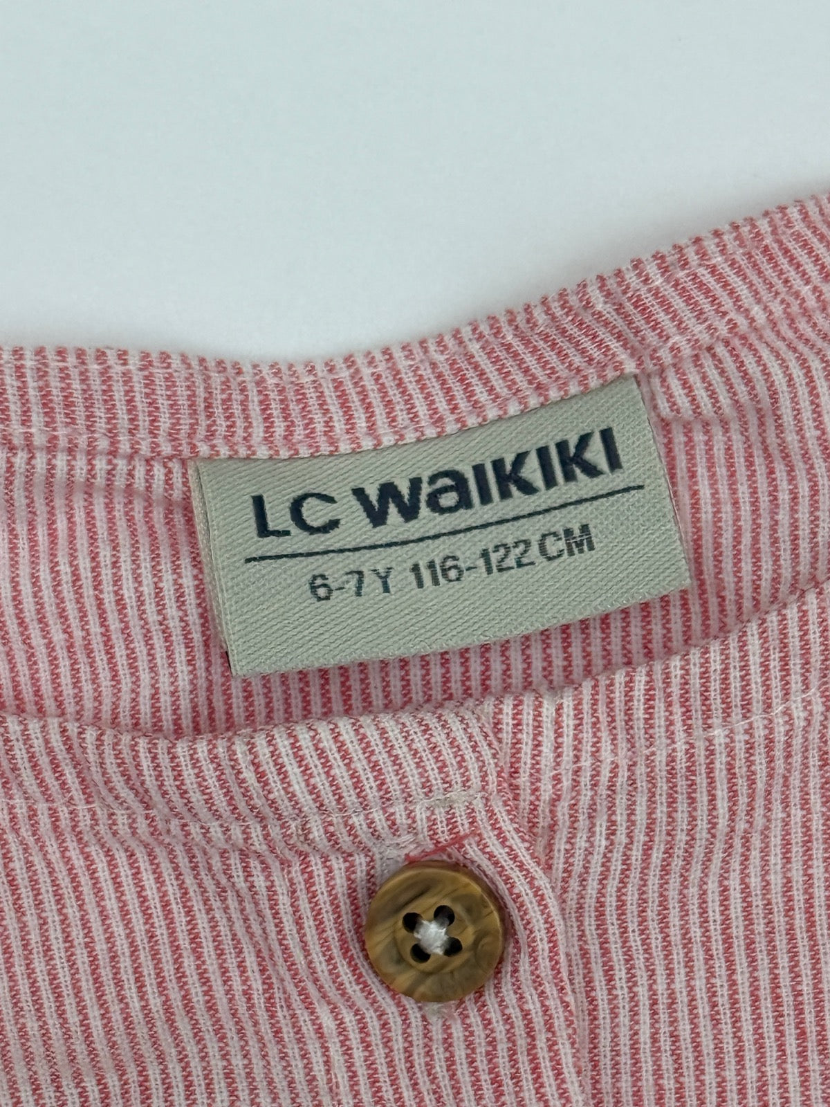 LC Waikiki Pink Striped Button-Back Blouse 6-7Y