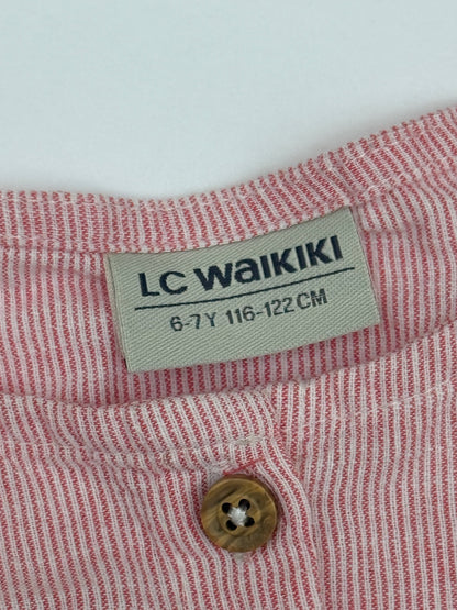 LC Waikiki Pink Striped Button-Back Blouse 6-7Y