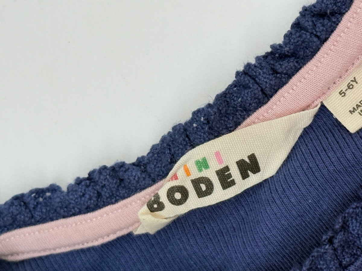Boden Blue Ribbed Long Sleeve Top 5-6Y