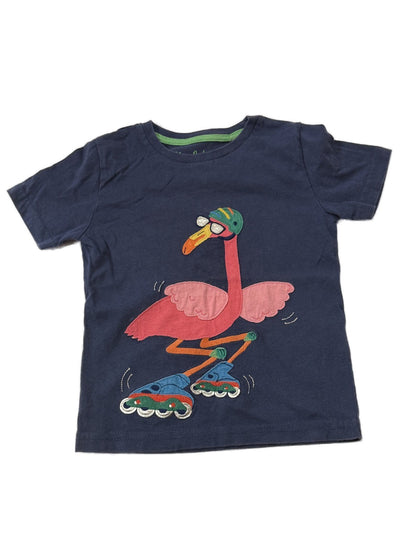 Mini Boden Flamingo Rollerblader Shirt 3-4Y