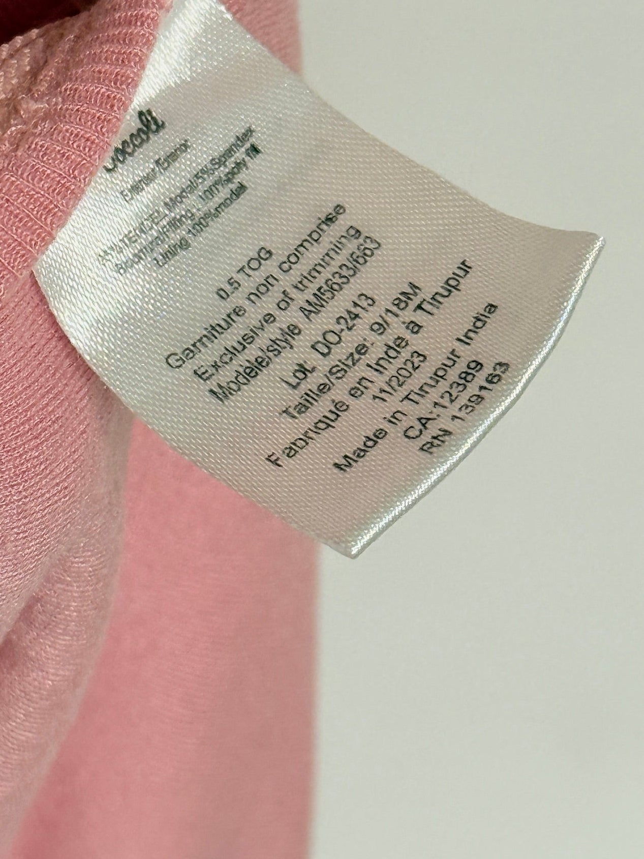 Coccoli pink floral sleep sack – 9–18 months