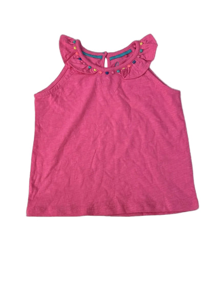 Boden Pink Ruffle Collar Tank Top 2-3Y