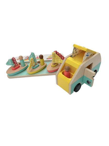 Wooden Camper Van & Sailboat Puzzle Toy Set