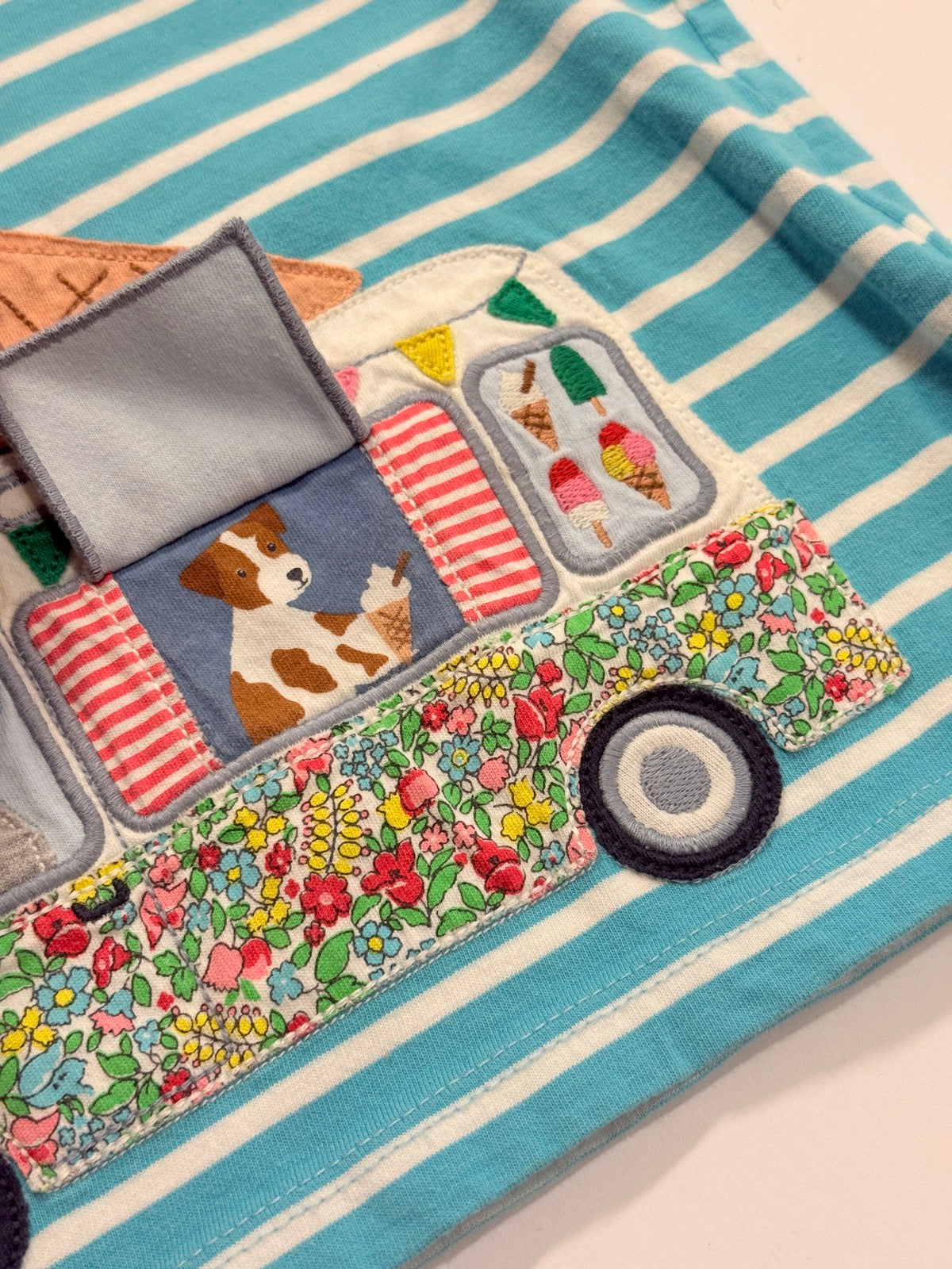 Mini Boden Ice Cream Van Appliqué T-Shirt 2-3Y
