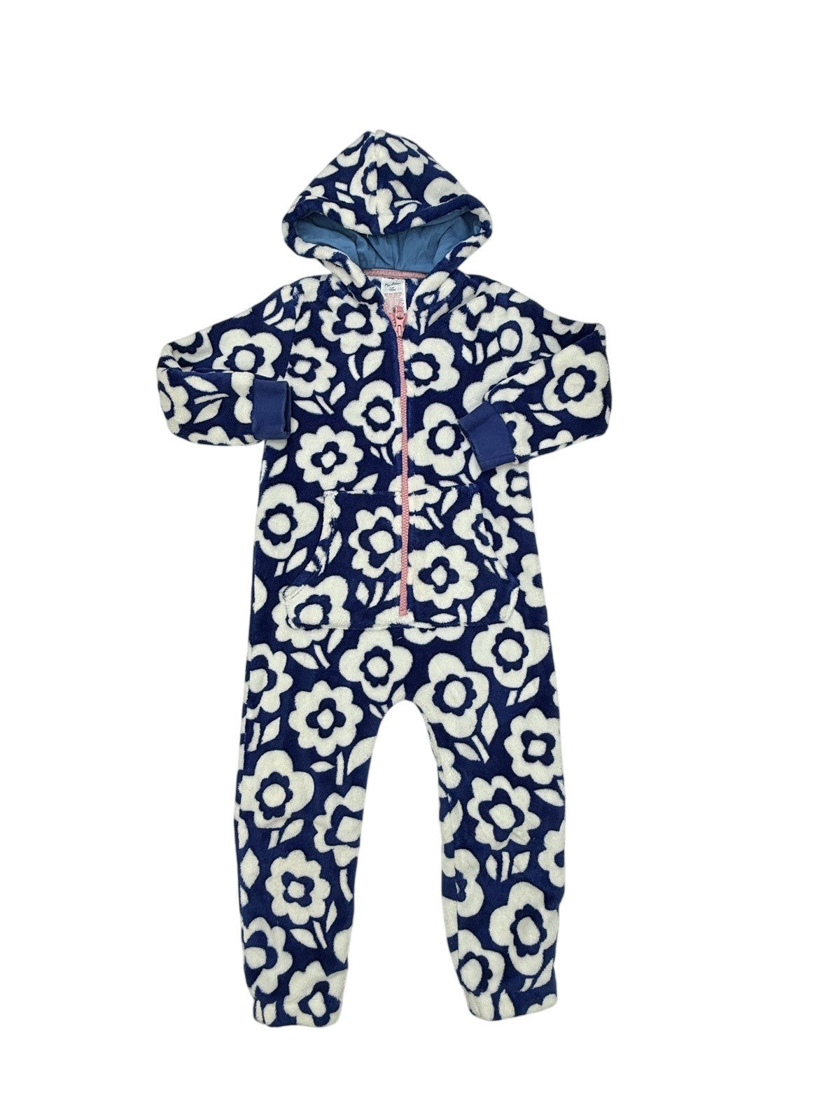 Mini Boden Floral Fleece Hooded Onesie 4-5Y