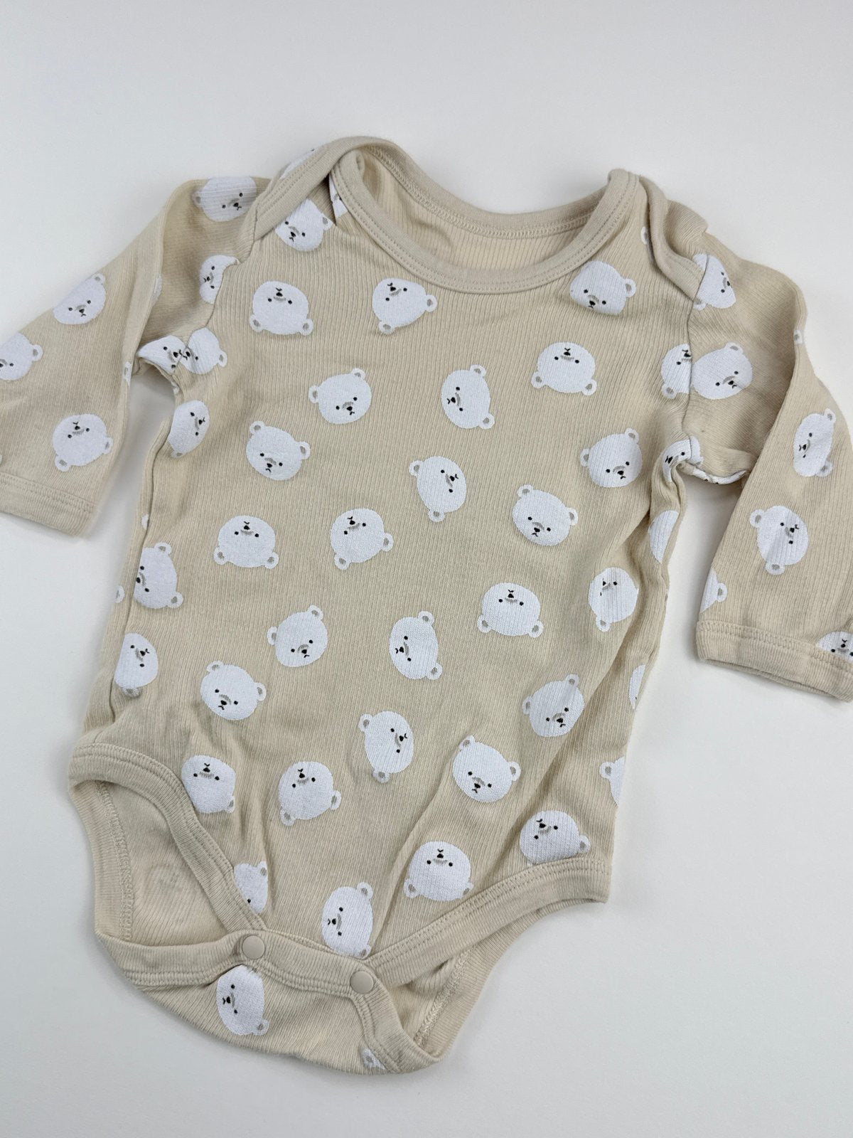Beige Polar Bear Print Bodysuit Size 12-18M