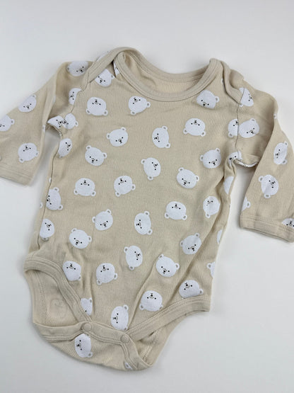 Beige Polar Bear Print Bodysuit Size 12-18M