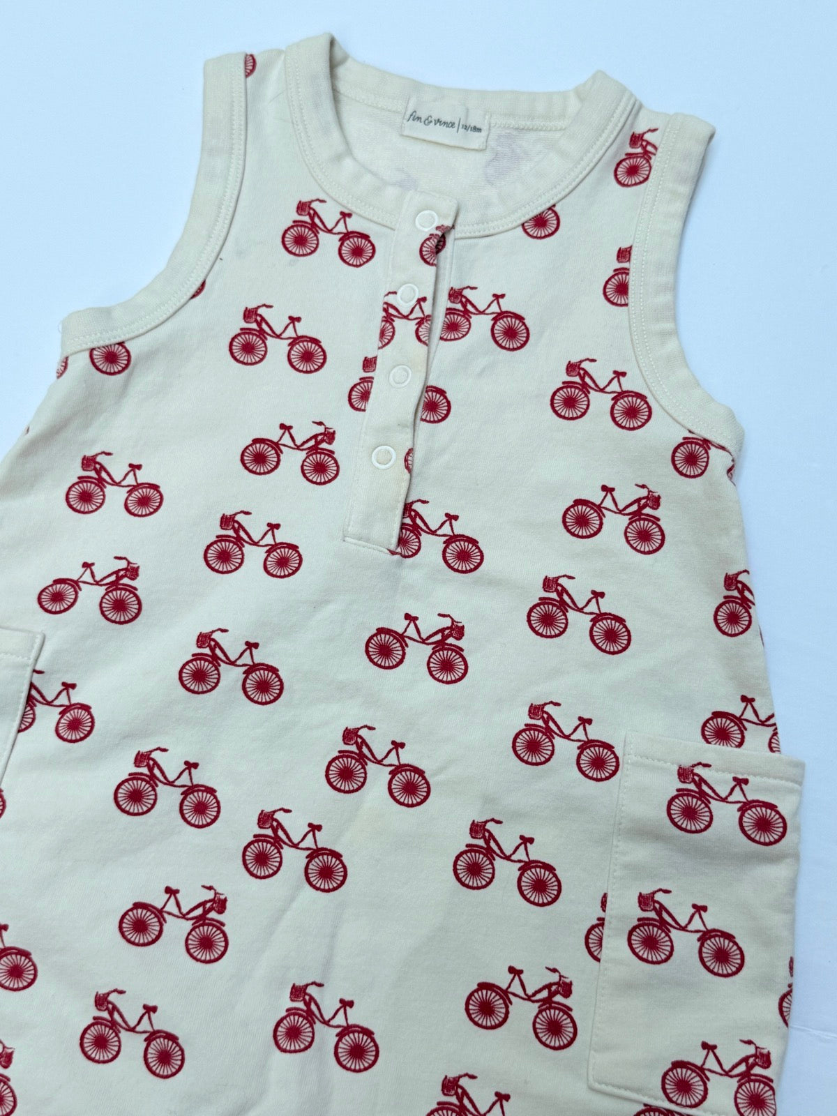 Fin & Vince Bicycle Print Romper 12-18M