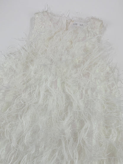 Zara White Feather Fringe Dress Size 6Y